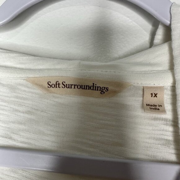 Soft Surroundings Hoodie Jacket 1X White Embroidered Zip Front Pockets - Picture 3 of 9
